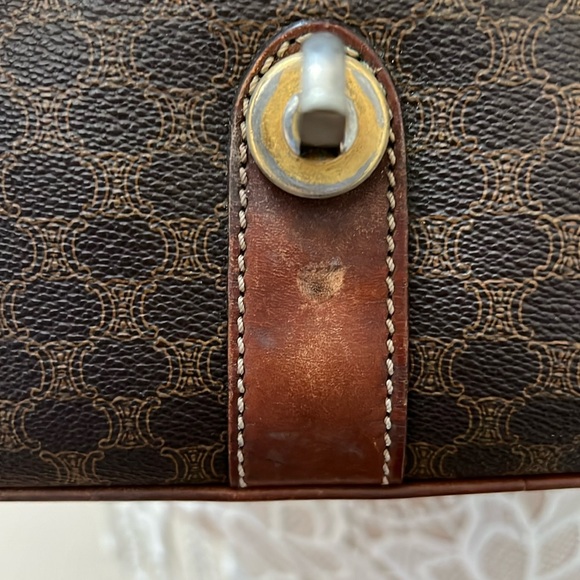 CELINE Macadam Vintage Coated Canvas Shoulder Crossbody Bag Brown PVC - Picture 11 of 17